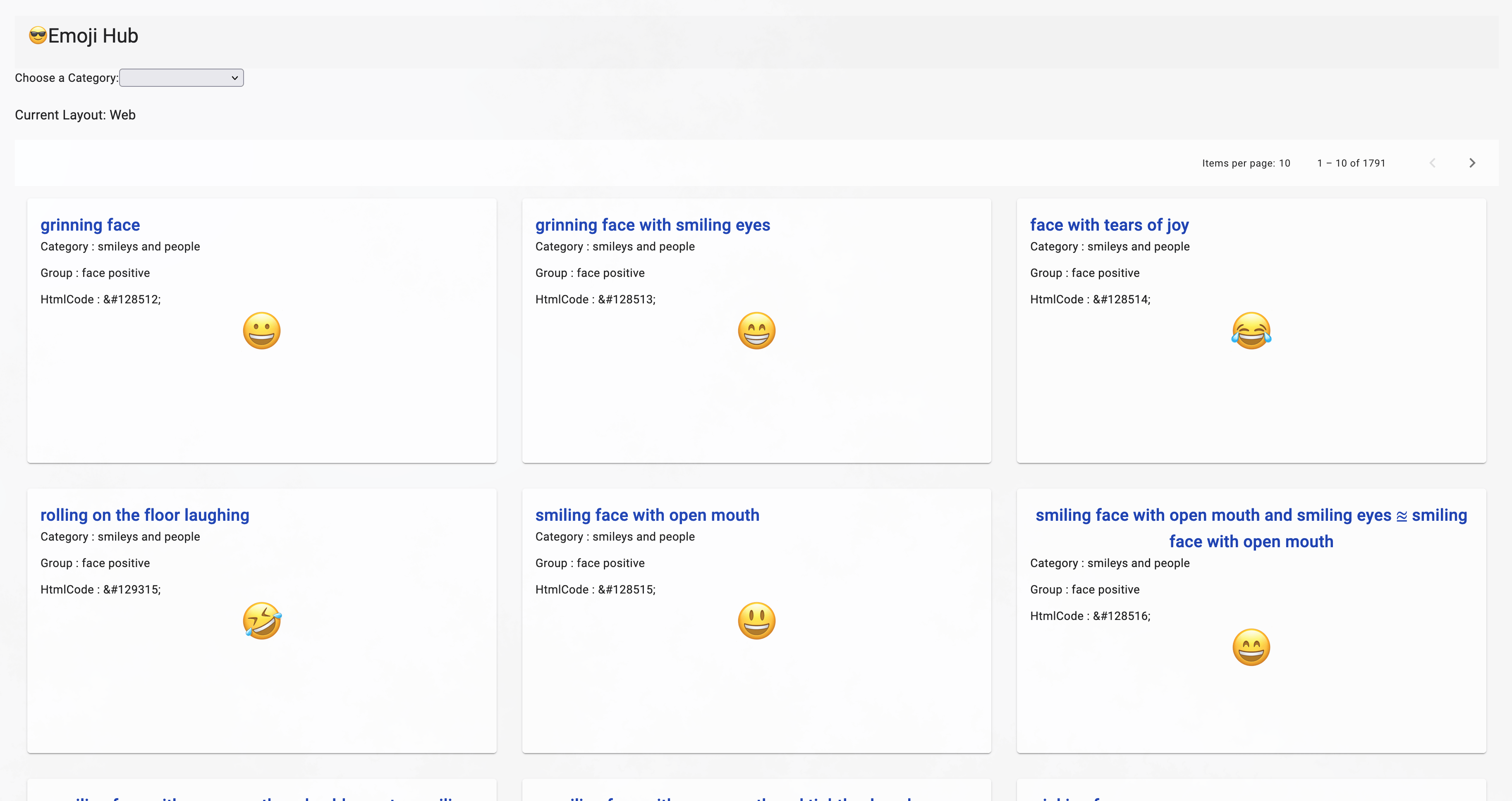 Emoji Hub project screenshot